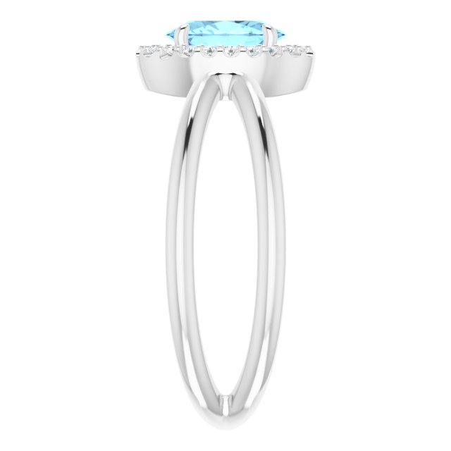 Oval Aquamarine Halo Ring with Diamond Accents in Gold and Platinum