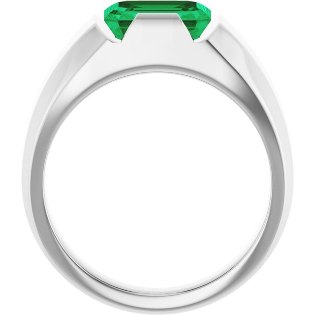 Emerald Lab-Grown Emerald Mens Ring in Gold and Platinum