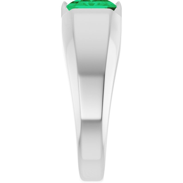 Emerald Lab-Grown Emerald Mens Ring in Gold and Platinum