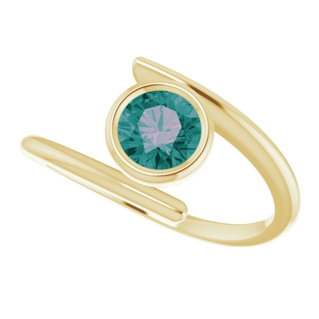 Round Lab-Grown Alexandrite Solitaire Ring in Gold and Platinum