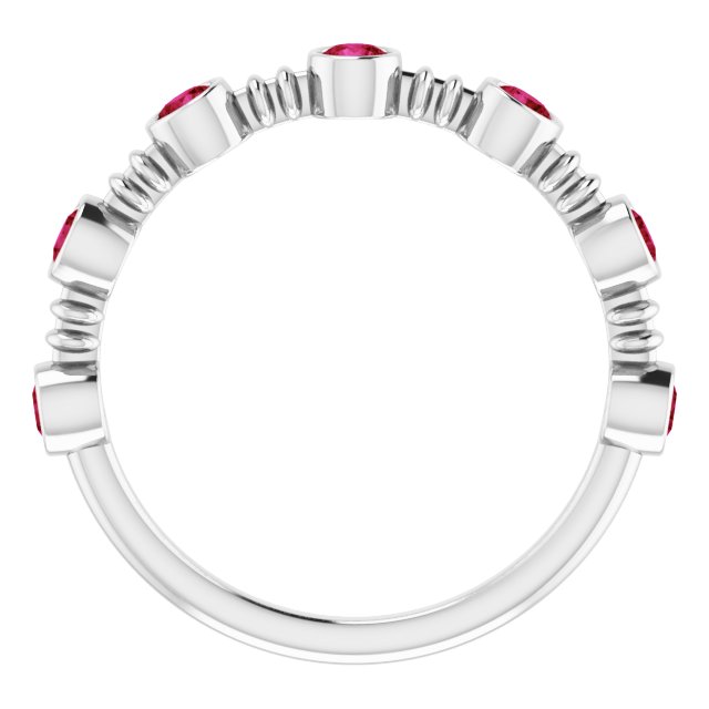 Round Lab-Grown Ruby Stackable Ring in Gold and Platinum