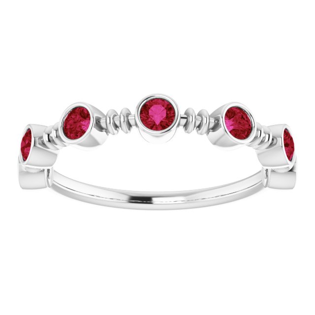 Round Lab-Grown Ruby Stackable Ring in Gold and Platinum