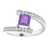 Square Amethyst & Diamond Accented Ring in Gold and Platinum