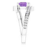 Square Amethyst & Diamond Accented Ring in Gold and Platinum