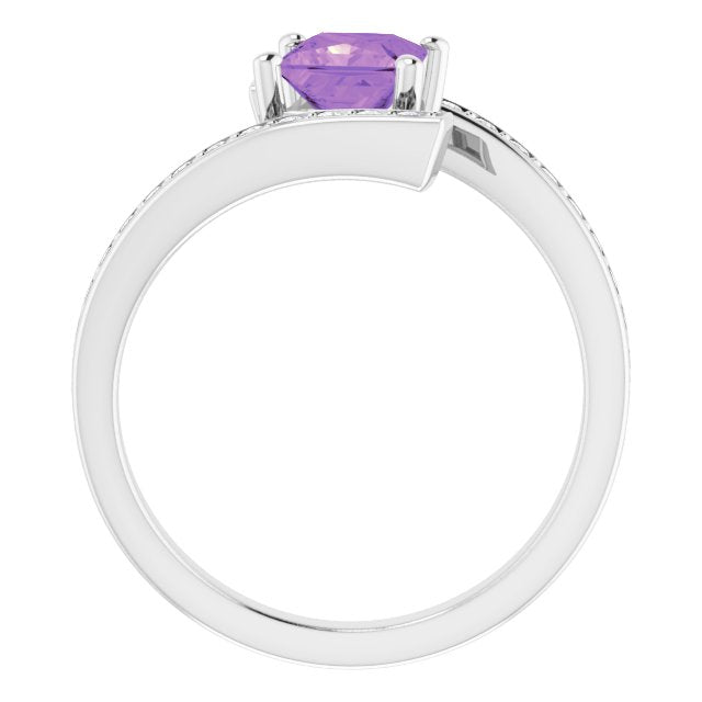 Square Amethyst & Diamond Accented Ring in Gold and Platinum