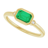 Emerald Lab-Grown Emerald & Diamond Ring in Gold and Platinum