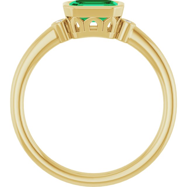 Emerald Lab-Grown Emerald & Diamond Ring in Gold and Platinum