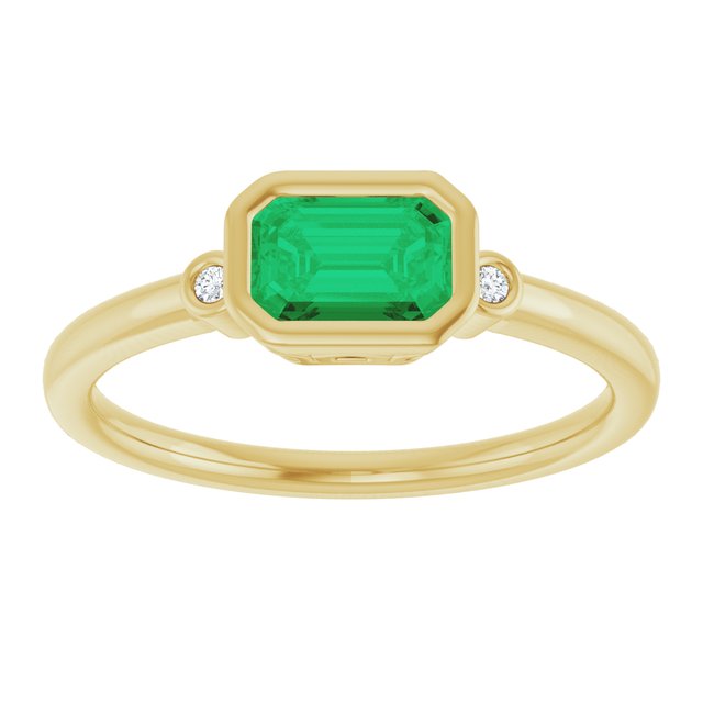 Emerald Lab-Grown Emerald & Diamond Ring in Gold and Platinum