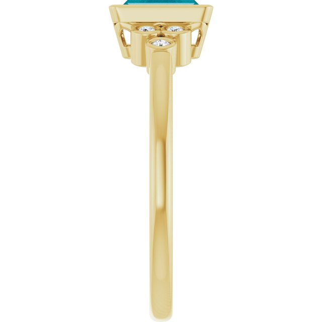 Straight Baguette London Blue Topaz & Diamond Accented Ring