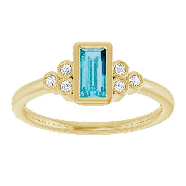 Straight Baguette London Blue Topaz & Diamond Accented Ring