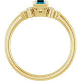 Straight Baguette London Blue Topaz & Diamond Accented Ring