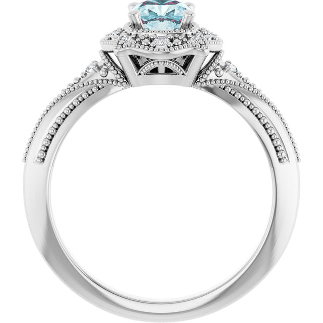 Cushion Sky Blue Topaz & Diamond Accented Ring in White Gold