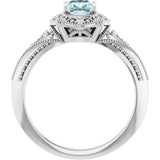 Cushion Sky Blue Topaz & Diamond Accented Ring in White Gold