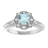 Cushion Sky Blue Topaz & Diamond Accented Ring in White Gold