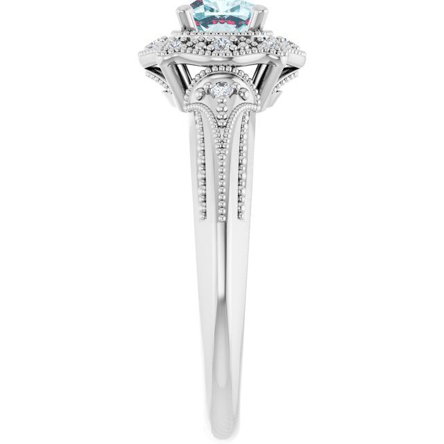 Cushion Sky Blue Topaz & Diamond Accented Ring in White Gold