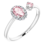 Oval Pink Mandganite & Diamond Two Stone Ring in Gold and Platinum