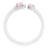 Oval Pink Mandganite & Diamond Two Stone Ring in Gold and Platinum