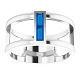 Straight Baguette Blue Sapphire Ring in Gold and Platinum