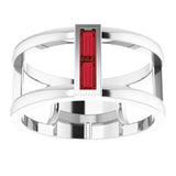 Straight Baguette Mozambique Garnet Ring in Gold and Platinum