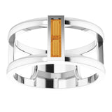 Straight Baguette Citrine Negative Space Ring in Gold and Platinum