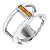 Straight Baguette Citrine Negative Space Ring in Gold and Platinum
