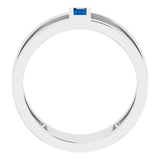 Straight Baguette Blue Sapphire Ring in Gold and Platinum