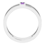 Straight Baguette Amethyst Negative Space Ring in Gold and Platinum