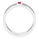 Straight Baguette Ruby Two Stone Ring in Gold and Platinum