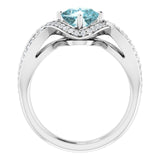Cushion Blue Topaz & Diamond Accented Ring in Gold and Platinum
