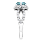 Cushion Blue Topaz & Diamond Accented Ring in Gold and Platinum