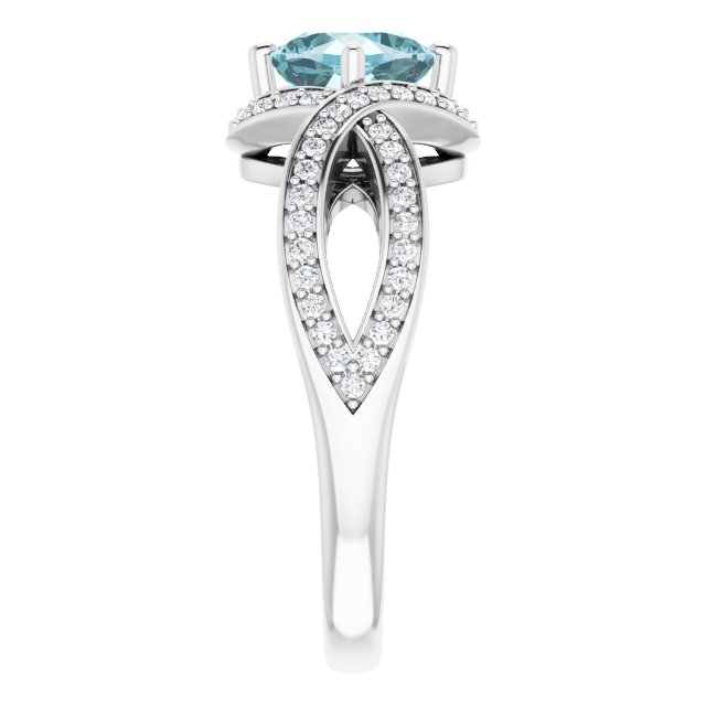 Cushion Blue Topaz & Diamond Accented Ring in Gold and Platinum