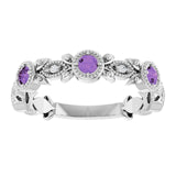 Round Amethyst & Diamond Accented Ring in Gold and Platinum