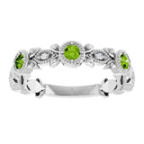 Round Peridot & Diamond Accented Ring in Gold and Platinum