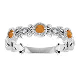 Round Citrine & Diamond Accented Ring in Gold and Platinum