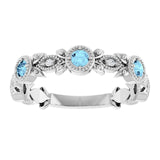 Round Aquamarine & Diamond Accented Ring in Gold and Platinum
