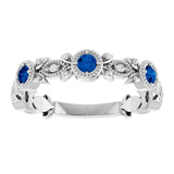 Round Blue Sapphire & Diamond Accented Ring in Gold and Platinum
