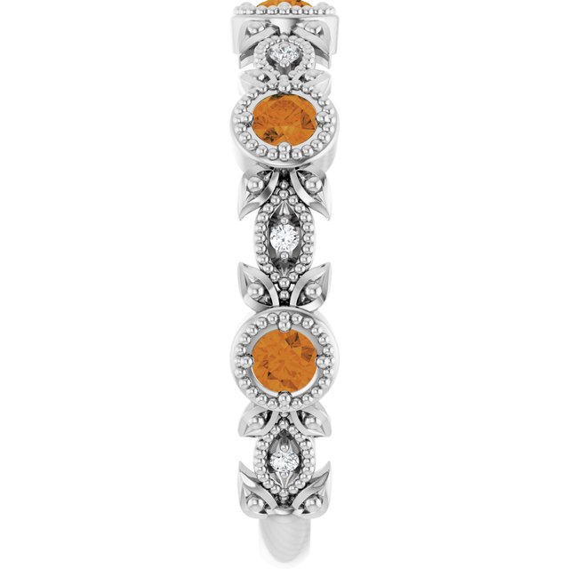 Round Citrine & Diamond Accented Ring in Gold and Platinum