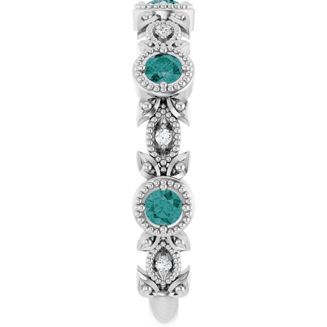 Round Alexandrite & Diamond Accented Ring in Gold and Platinum