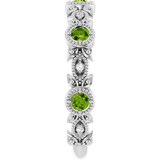 Round Peridot & Diamond Accented Ring in Gold and Platinum
