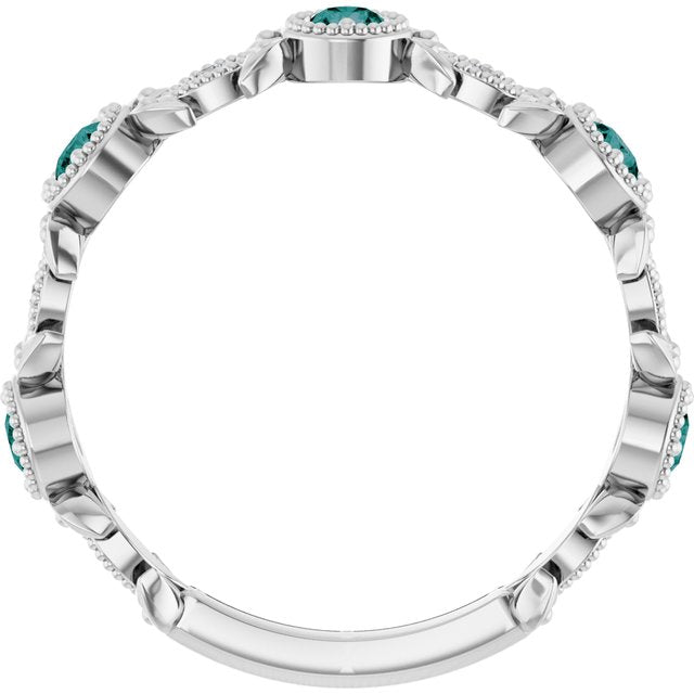 Round Alexandrite & Diamond Accented Ring in Gold and Platinum
