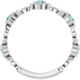 Round Blue Zircon & Diamond Accented Ring in Gold and Platinum