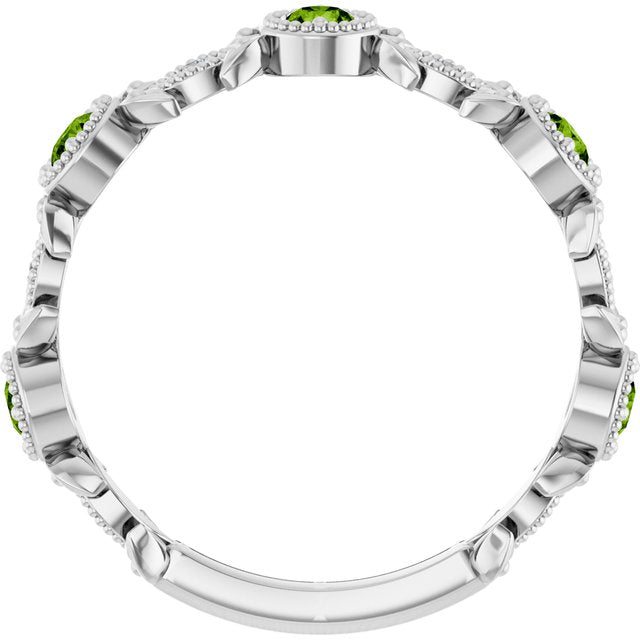Round Peridot & Diamond Accented Ring in Gold and Platinum