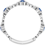 Round Blue Sapphire & Diamond Accented Ring in Gold and Platinum