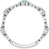 Round Aquamarine & Diamond Accented Ring in Gold and Platinum