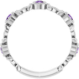 Round Amethyst & Diamond Accented Ring in Gold and Platinum