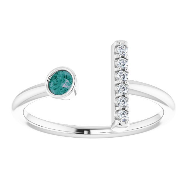 Round Lab-Grown Alexandrite & Diamond Ring in Gold and Platinum