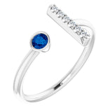 Round Blue Sapphire & Diamond Ring in Gold and Platinum