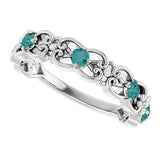 Round Alexandrite & Diamond Stackable Ring in Gold and Platinum