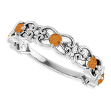 Round Citrine & Diamond Stackable Ring in Gold and Platinum