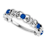 Round Blue Sapphire & Diamond Stackable Ring in Gold and Platinum